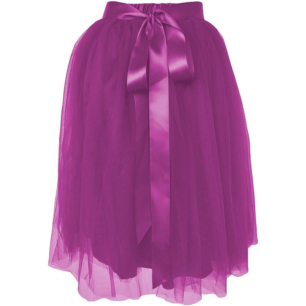 6126 Tulle Skirt Knee Length A Line Tutu Plus Size 20-26W Purple